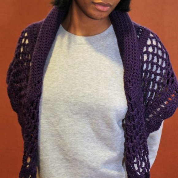 Handcrafted Aestlight-Style Shawl Scarf Wrap in Purple Paradise, NEW - Picture 6 of 9
